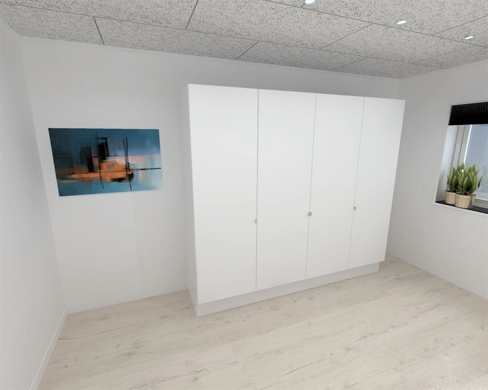 Kitchn Garderobeskap med 4 dører i hvit 240 cm fra Kitchn med Daytona front